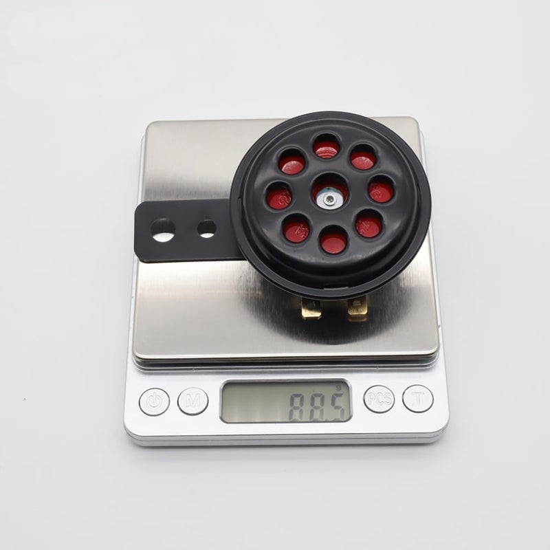 LVEE DL70 Universal Motorcycle Horn Waterproof Round Loud 12V 1.5A 105db small Electric round powersports horns for Motorcycle ATV scooter UTV dirt bike ebike (9 Holes Black And Red) - Image 5